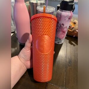Orange Starbucks tumbler